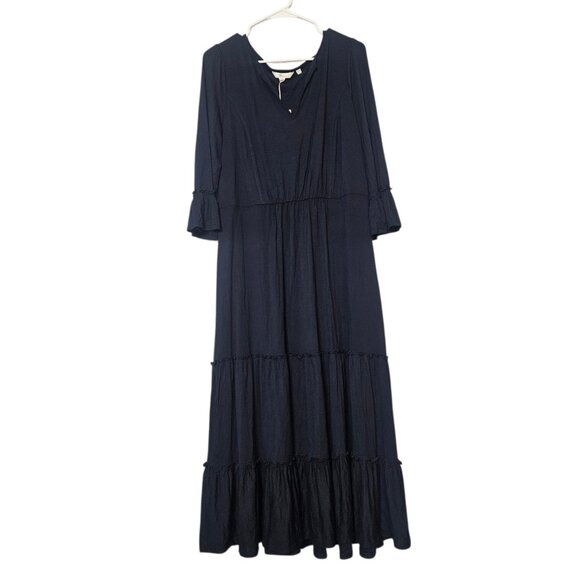 NWT BODEN Navy Tiered Maxi Dress US 12 Viscose Ruffle Sleeve Boho Cottagecore - Picture 3 of 12
